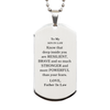 Son In Law, You're Brave and so much Stronger Silver Dog Tag. Gift for Son In Law. Christmas Motivational Gift From Father In Law. Best Idea Gift for Birthday