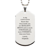 Stepdaughter, You're Brave and so much Stronger Silver Dog Tag. Gift for Stepdaughter. Christmas Motivational Gift From Stepmom. Best Idea Gift for Birthday