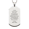 Stepdaughter, You're Brave and so much Stronger Silver Dog Tag. Gift for Stepdaughter. Christmas Motivational Gift From Bonus Mom. Best Idea Gift for Birthday