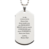 Stepdaughter, You're Brave and so much Stronger Silver Dog Tag. Gift for Stepdaughter. Christmas Motivational Gift From Bonus Dad. Best Idea Gift for Birthday