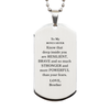 Bonus Sister, You're Brave and so much Stronger Silver Dog Tag. Gift for Bonus Sister. Christmas Motivational Gift From Brother. Best Idea Gift for Birthday