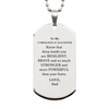 Unbiological Daughter, You're Brave and so much Stronger Silver Dog Tag. Gift for Unbiological Daughter. Christmas Motivational Gift From Dad. Best Idea Gift for Birthday
