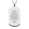 Unbiological Son, You're Brave and so much Stronger Silver Dog Tag. Gift for Unbiological Son. Christmas Motivational Gift From Dad. Best Idea Gift for Birthday