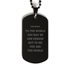 Grandpa Gift. Birthday Meaningful Gifts for Grandpa, To me You are the World. Standout Appreciation Gifts, Black Dog Tag for Grandpa