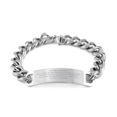 Nephew, You're Brave and so much Stronger Cuban Chain Stainless Steel Bracelet. Gift for Nephew. Christmas Motivational Gift From Auntie. Best Idea Gift for Birthday