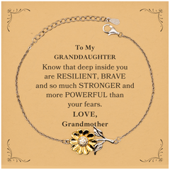 Granddaughter, You're Brave and so much Stronger Sunflower Bracelet with Card. Gift for Granddaughter. Christmas Motivational Gift From Grandmother. Best Idea Gift for Birthday
