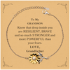 Grandson, You're Brave and so much Stronger Sunflower Bracelet with Card. Gift for Grandson. Christmas Motivational Gift From Grandfather. Best Idea Gift for Birthday
