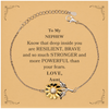 Nephew, You're Brave and so much Stronger Sunflower Bracelet with Card. Gift for Nephew. Christmas Motivational Gift From Aunt. Best Idea Gift for Birthday