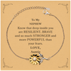 Nephew, You're Brave and so much Stronger Sunflower Bracelet with Card. Gift for Nephew. Christmas Motivational Gift From Auntie. Best Idea Gift for Birthday