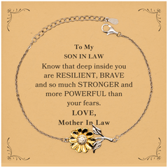 Son In Law, You're Brave and so much Stronger Sunflower Bracelet with Card. Gift for Son In Law. Christmas Motivational Gift From Mother In Law. Best Idea Gift for Birthday