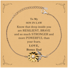Son In Law, You're Brave and so much Stronger Sunflower Bracelet with Card. Gift for Son In Law. Christmas Motivational Gift From Bonus Dad. Best Idea Gift for Birthday