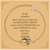 Stepson, You're Brave and so much Stronger Sunflower Bracelet with Card. Gift for Stepson. Christmas Motivational Gift From Stepdad. Best Idea Gift for Birthday