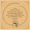 Stepdaughter, You're Brave and so much Stronger Sunflower Bracelet with Card. Gift for Stepdaughter. Christmas Motivational Gift From Stepmom. Best Idea Gift for Birthday