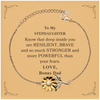 Stepdaughter, You're Brave and so much Stronger Sunflower Bracelet with Card. Gift for Stepdaughter. Christmas Motivational Gift From Bonus Dad. Best Idea Gift for Birthday