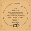 Bonus Son, You're Brave and so much Stronger Sunflower Bracelet with Card. Gift for Bonus Son. Christmas Motivational Gift From Bonus Dad. Best Idea Gift for Birthday