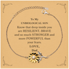 Unbiological Son, You're Brave and so much Stronger Sunflower Bracelet with Card. Gift for Unbiological Son. Christmas Motivational Gift From Dad. Best Idea Gift for Birthday