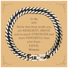 Son, You're Brave and so much Stronger Cuban Link Chain Bracelet with Card. Gift for Son. Christmas Motivational Gift From Mommy. Best Idea Gift for Birthday