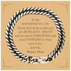 Daughter In Law, You're Brave and so much Stronger Cuban Link Chain Bracelet with Card. Gift for Daughter In Law. Christmas Motivational Gift From Bonus Mom. Best Idea Gift for Birthday