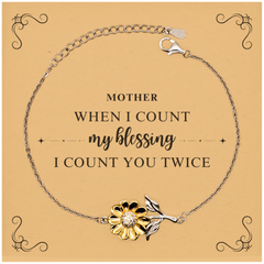 Religious Gifts for Mother, God Bless You. Christian Sunflower Bracelet for Mother. Christmas Faith Gift for Mother
