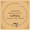 Religious Gifts for Godmother, God Bless You. Christian Sunflower Bracelet for Godmother. Christmas Faith Gift for Godmother