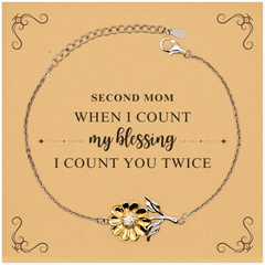 Religious Gifts for Second Mom, God Bless You. Christian Sunflower Bracelet for Second Mom. Christmas Faith Gift for Second Mom