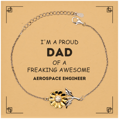 Aerospace Engineer Gifts. Proud Dad of a freaking Awesome Aerospace Engineer. Sunflower Bracelet with Card for Aerospace Engineer. Great Gift for Him. Fathers Day Gift. Unique Dad Jewelry