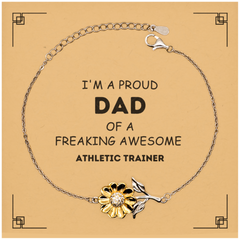 Athletic Trainer Gifts. Proud Dad of a freaking Awesome Athletic Trainer. Sunflower Bracelet with Card for Athletic Trainer. Great Gift for Him. Fathers Day Gift. Unique Dad Jewelry