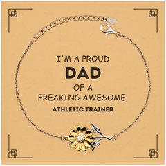 Athletic Trainer Gifts. Proud Dad of a freaking Awesome Athletic Trainer. Sunflower Bracelet with Card for Athletic Trainer. Great Gift for Him. Fathers Day Gift. Unique Dad Jewelry