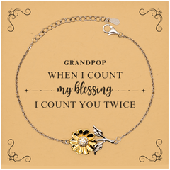 Religious Gifts for Grandpop, God Bless You. Christian Sunflower Bracelet for Grandpop. Christmas Faith Gift for Grandpop