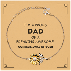 Correctional Officer Gifts. Proud Dad of a freaking Awesome Correctional Officer. Sunflower Bracelet with Card for Correctional Officer. Great Gift for Him. Fathers Day Gift. Unique Dad Jewelry
