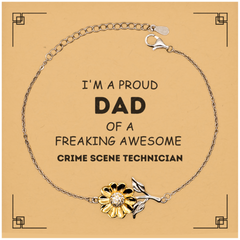 Crime Scene Technician Gifts. Proud Dad of a freaking Awesome Crime Scene Technician. Sunflower Bracelet with Card for Crime Scene Technician. Great Gift for Him. Fathers Day Gift. Unique Dad Jewelry