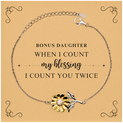 Religious Gifts for Bonus Daughter, God Bless You. Christian Sunflower Bracelet for Bonus Daughter. Christmas Faith Gift for Bonus Daughter