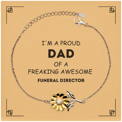 Funeral Director Gifts. Proud Dad of a freaking Awesome Funeral Director. Sunflower Bracelet with Card for Funeral Director. Great Gift for Him. Fathers Day Gift. Unique Dad Jewelry