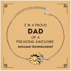 Nuclear Technologist Gifts. Proud Dad of a freaking Awesome Nuclear Technologist. Sunflower Bracelet with Card for Nuclear Technologist. Great Gift for Him. Fathers Day Gift. Unique Dad Jewelry