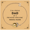 Personal Trainer Gifts. Proud Dad of a freaking Awesome Personal Trainer. Sunflower Bracelet with Card for Personal Trainer. Great Gift for Him. Fathers Day Gift. Unique Dad Jewelry