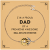 Real Estate Investor Gifts. Proud Dad of a freaking Awesome Real Estate Investor. Sunflower Bracelet with Card for Real Estate Investor. Great Gift for Him. Fathers Day Gift. Unique Dad Jewelry