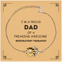 Respiratory Therapist Gifts. Proud Dad of a freaking Awesome Respiratory Therapist. Sunflower Bracelet with Card for Respiratory Therapist. Great Gift for Him. Fathers Day Gift. Unique Dad Jewelry