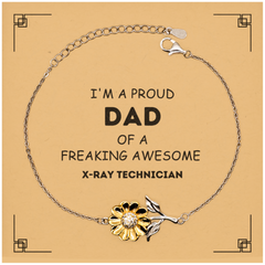 X-Ray Technician Gifts. Proud Dad of a freaking Awesome X-Ray Technician. Sunflower Bracelet with Card for X-Ray Technician. Great Gift for Him. Fathers Day Gift. Unique Dad Jewelry