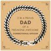 Correctional Officer Gifts. Proud Dad of a freaking Awesome Correctional Officer. Cuban Link Chain Bracelet with Card for Correctional Officer. Great Gift for Him. Fathers Day Gift. Unique Dad Jewelry