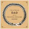 Engineer Gifts. Proud Dad of a freaking Awesome Engineer. Cuban Link Chain Bracelet with Card for Engineer. Great Gift for Him. Fathers Day Gift. Unique Dad Jewelry