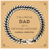 Funeral Director Gifts. Proud Dad of a freaking Awesome Funeral Director. Cuban Link Chain Bracelet with Card for Funeral Director. Great Gift for Him. Fathers Day Gift. Unique Dad Jewelry