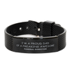 Funeral Director Gifts. Proud Dad of a freaking Awesome Funeral Director. Black Shark Mesh Bracelet for Funeral Director. Great Gift for Him. Fathers Day Gift. Unique Dad Jewelry
