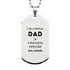Mail Carrier Gifts. Proud Dad of a freaking Awesome Mail Carrier. Silver Dog Tag for Mail Carrier. Great Gift for Him. Fathers Day Gift. Unique Dad Pendant