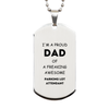 Parking Lot Attendant Gifts. Proud Dad of a freaking Awesome Parking Lot Attendant. Silver Dog Tag for Parking Lot Attendant. Great Gift for Him. Fathers Day Gift. Unique Dad Pendant