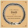 Real Estate Investor Gifts. Proud Dad of a freaking Awesome Real Estate Investor. Cuban Link Chain Bracelet with Card for Real Estate Investor. Great Gift for Him. Fathers Day Gift. Unique Dad Jewelry