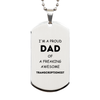 Transcriptionist Gifts. Proud Dad of a freaking Awesome Transcriptionist. Silver Dog Tag for Transcriptionist. Great Gift for Him. Fathers Day Gift. Unique Dad Pendant