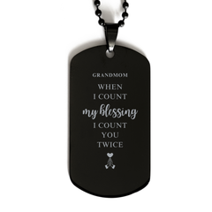 Religious Gifts for Grandmom, God Bless You. Christian Black Dog Tag for Grandmom. Christmas Faith Gift for Grandmom