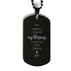 Religious Gifts for Wife, God Bless You. Christian Black Dog Tag for Wife. Christmas Faith Gift for Wife