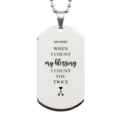 Religious Gifts for Mummy, God Bless You. Christian Silver Dog Tag for Mummy. Christmas Faith Gift for Mummy