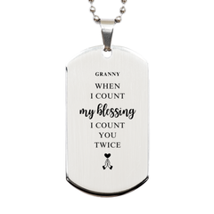 Religious Gifts for Granny, God Bless You. Christian Silver Dog Tag for Granny. Christmas Faith Gift for Granny